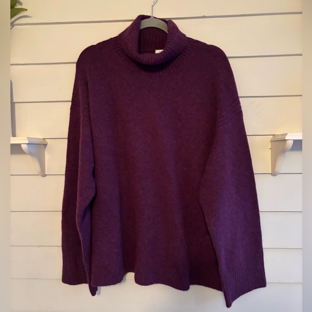 J. Crew Plum Wool Alpaca Blend Turtleneck Sweater Women’s Size XL